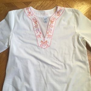 GAP White Tunic Cotton Top Quarter Length Sleeve